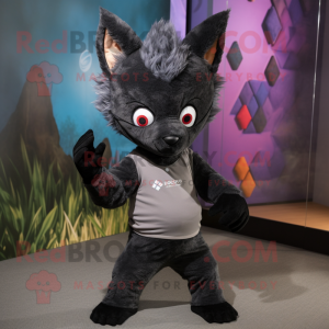 Black Hyena mascot costume character dressed with a Yoga Pants and Pocket squares
