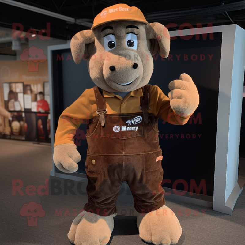 Rust Ram mascot costume character dressed with a Corduroy Pants and Caps Rust Ram mascot costume character dressed with a Corduroy Pants and Caps