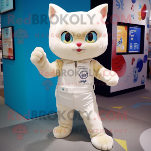 Cream Cat maskot kostume...