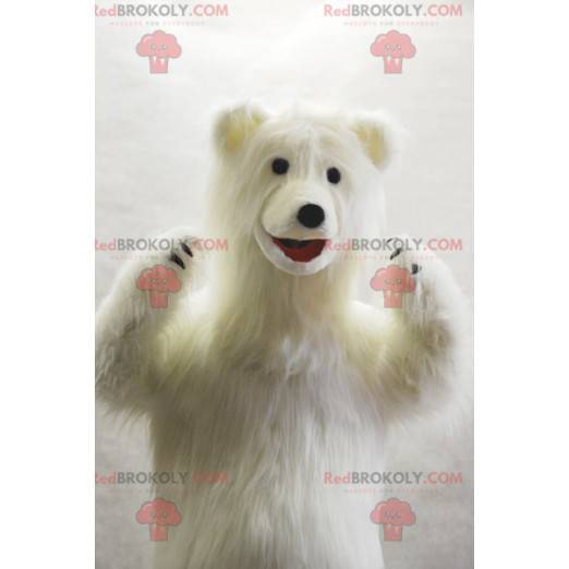 Mascote do urso polar muito peludo. Ursinho de pelúcia branco -