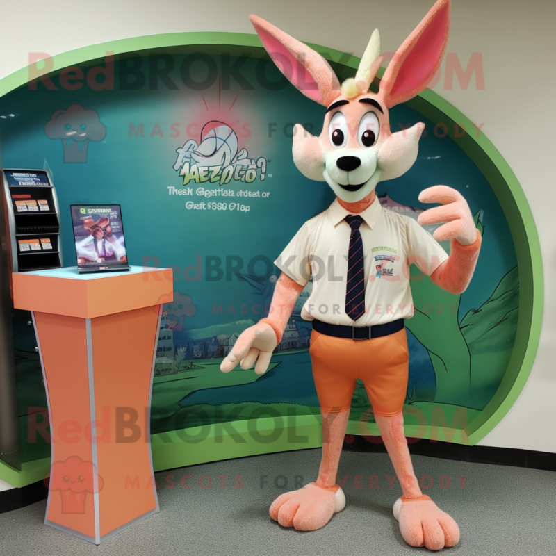 Peach Gazelle mascot costume character dressed with a Bermuda Shorts and Cufflinks Peach Gazelle mascot costume character dressed with a Bermuda Shorts and Cufflinks