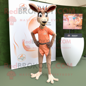 Peach Gazelle mascot costume character dressed with a Bermuda Shorts and Cufflinks