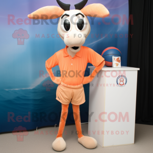 Peach Gazelle mascot costume character dressed with a Bermuda Shorts and Cufflinks
