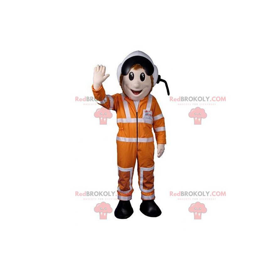 Mascota piloto de avión con casco y traje - Redbrokoly.com