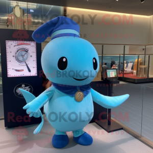 Blå Narwhal maskot kostym...