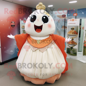 Peach Seal mascot costume character dressed with a Wedding Dress and Foot pads