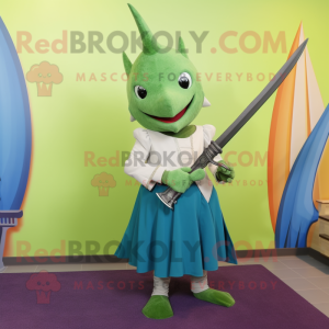 Green Swordfish mascotte...