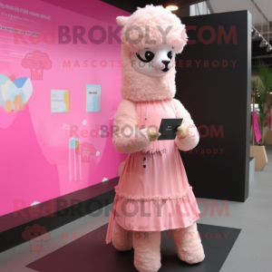 Pink Alpaca maskot kostume...