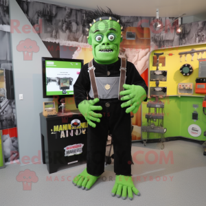 nan Frankenstein'S Monster mascot costume character dressed with a Overalls and Brooches