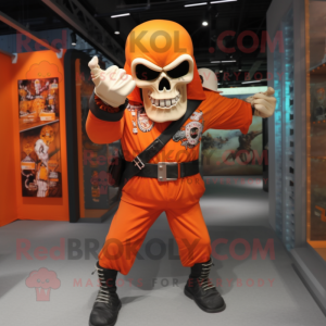 Orange Skull maskot kostume...