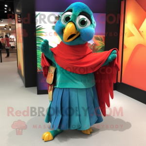 nan Macaw mascot costume character dressed with a Wrap Skirt and Clutch bags