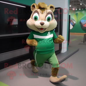 Green Chipmunk mascot costume character dressed with a Running Shorts and Wraps