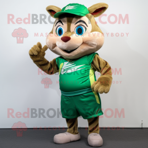 Green Chipmunk mascot costume character dressed with a Running Shorts and Wraps