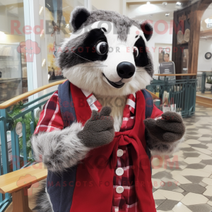 nan Badger mascot costume character dressed with a Cardigan and Brooches
