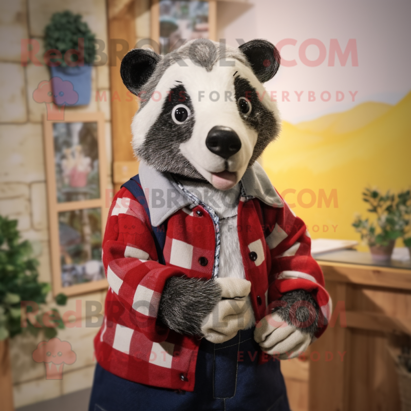 nan Badger mascot costume character dressed with a Cardigan and Brooches nan Badger mascot costume character dressed with a Cardigan and Brooches