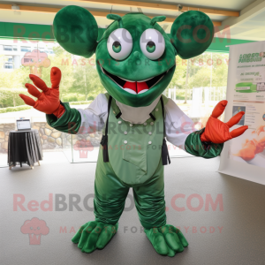 Forest Green Lobster mascot costume character dressed with a Dress Shirt and Wraps