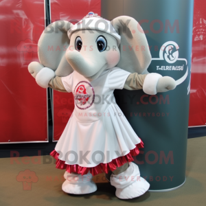 White Elephant mascot costume character dressed with a Skirt and Headbands
