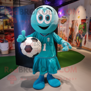 Teal Soccer Ball maskot...