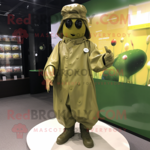 Olive Soldier maskot kostym...