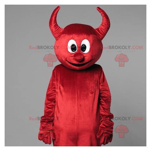 Mascot diablo rojo con cuernos. Mascota de diablillo -