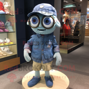 nan Oyster mascot costume character dressed with a Denim Shorts and Bracelet watches