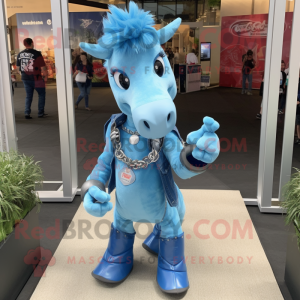 Mascotte de cheval bleu...