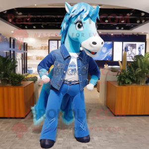 Blue Horse maskot kostume...