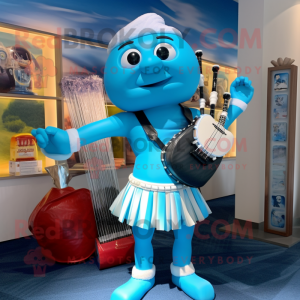 Himmelblå sekkepipe maskot...