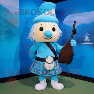 Himmelblå sekkepipe maskot...