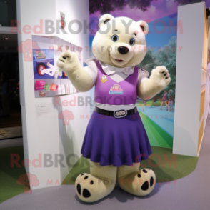 nan Bear mascot costume character dressed with a Pencil Skirt and Bracelet watches
