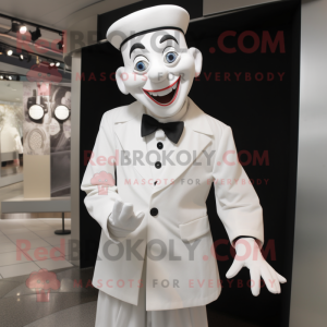 Hvid Mime maskot kostume...