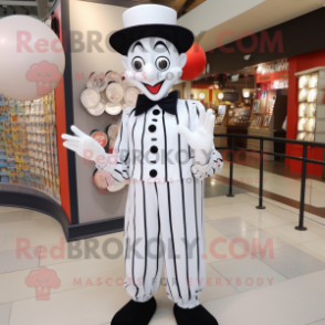 White Mime mascot costume character dressed with a Dress Shirt and Rings