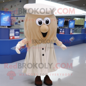 Beige Jellyfish mascot costume character dressed with a Dress Shirt and Caps