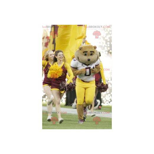 Mascotte d'ours brun en tenue de sport - Redbrokoly.com