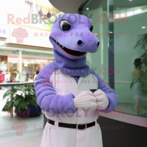 Lavender Titanoboa mascot costume character dressed with a Poplin Shirt and Bracelet watches