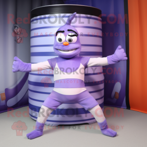 Lavender Contortionist mascot costume character dressed with a Tank Top and Belts