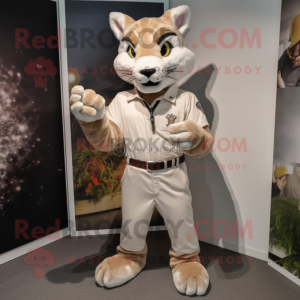 Beige Bobcat maskot kostume...