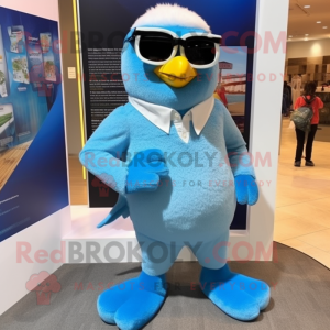 Sky Blue Hawk maskot drakt...