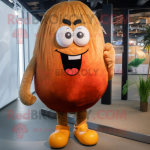 Rust Potato mascot costume character dressed with a Leggings and Shoe laces