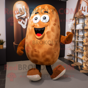 Rust Potato mascot costume character dressed with a Leggings and Shoe laces