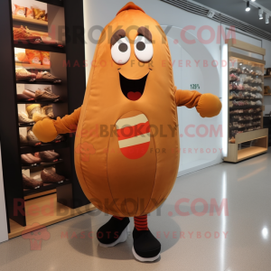 Rust Potato mascot costume character dressed with a Leggings and Shoe laces