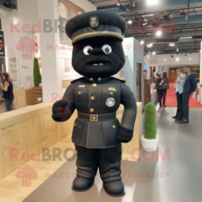 Black Army Soldier mascot costume character dressed with a Evening Gown and Earrings