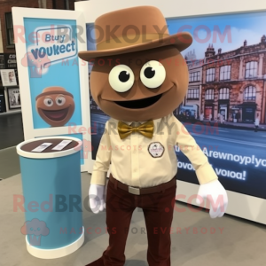 Brown Engagement Ring mascot costume character dressed with a Oxford Shirt and Pocket squares