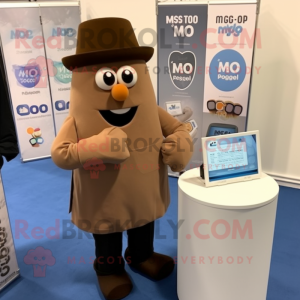 Brown Engagement Ring mascot costume character dressed with a Oxford Shirt and Pocket squares