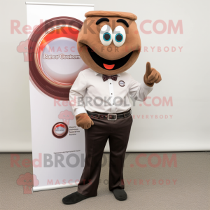 Brown Engagement Ring mascot costume character dressed with a Oxford Shirt and Pocket squares
