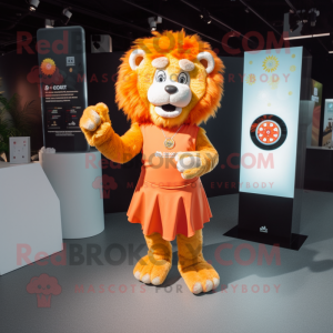 Orange Lion maskot kostume...