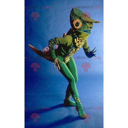 Zeer originele groene kameleon mascotte - Redbrokoly.com