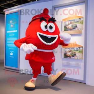 Red Wrist Watch mascot costume character dressed with a Running Shorts and Hairpins