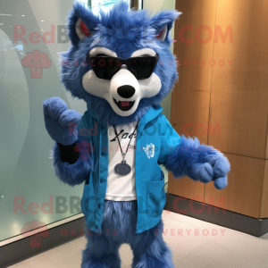 Blue Say Wolf maskot drakt...