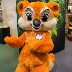 Orange Lemur maskot kostume...